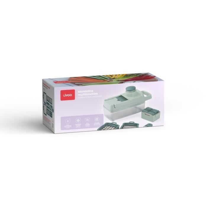 Mandoline multifonction - LIVOO - MEN435 - 8 lames acier inoxydable - Bac de récupération 1,5 L - Compatible lave-vaisselle