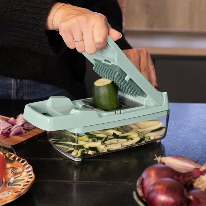Mandoline multifonction - LIVOO - MEN435 - 8 lames acier inoxydable - Bac de récupération 1,5 L - Compatible lave-vaisselle