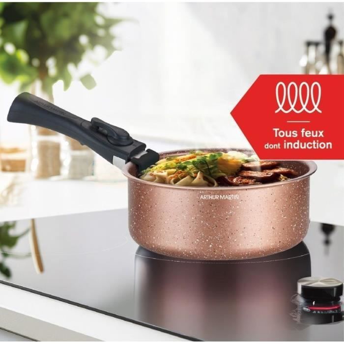 Batterie de cuisine induction - Arthur Martin - AM5865 - Aluminium - 18 pieces - Poignée amovible - Tous feux dont induction