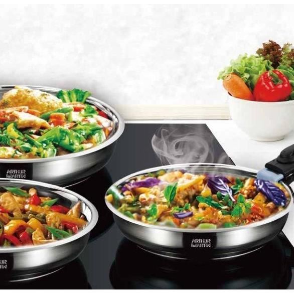 Batterie de cuisine induction - ARTHUR MARTIN - AM0566 - 18 pieces - Poignée amovible - Tous feux dont induction - Acier inoxydable