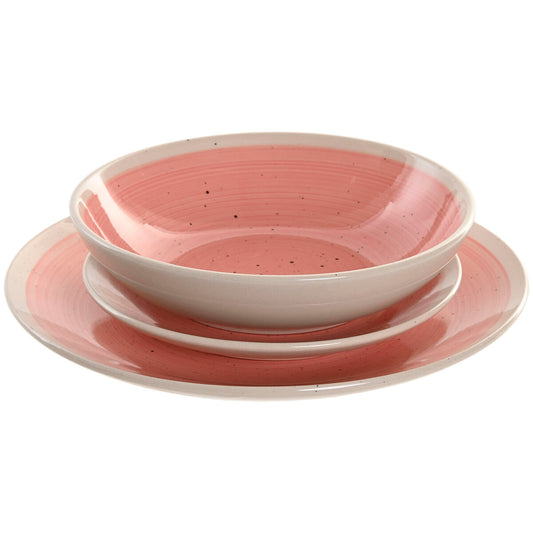 Assiettes Home ESPRIT Blanc Rose Grès 18 Pièces