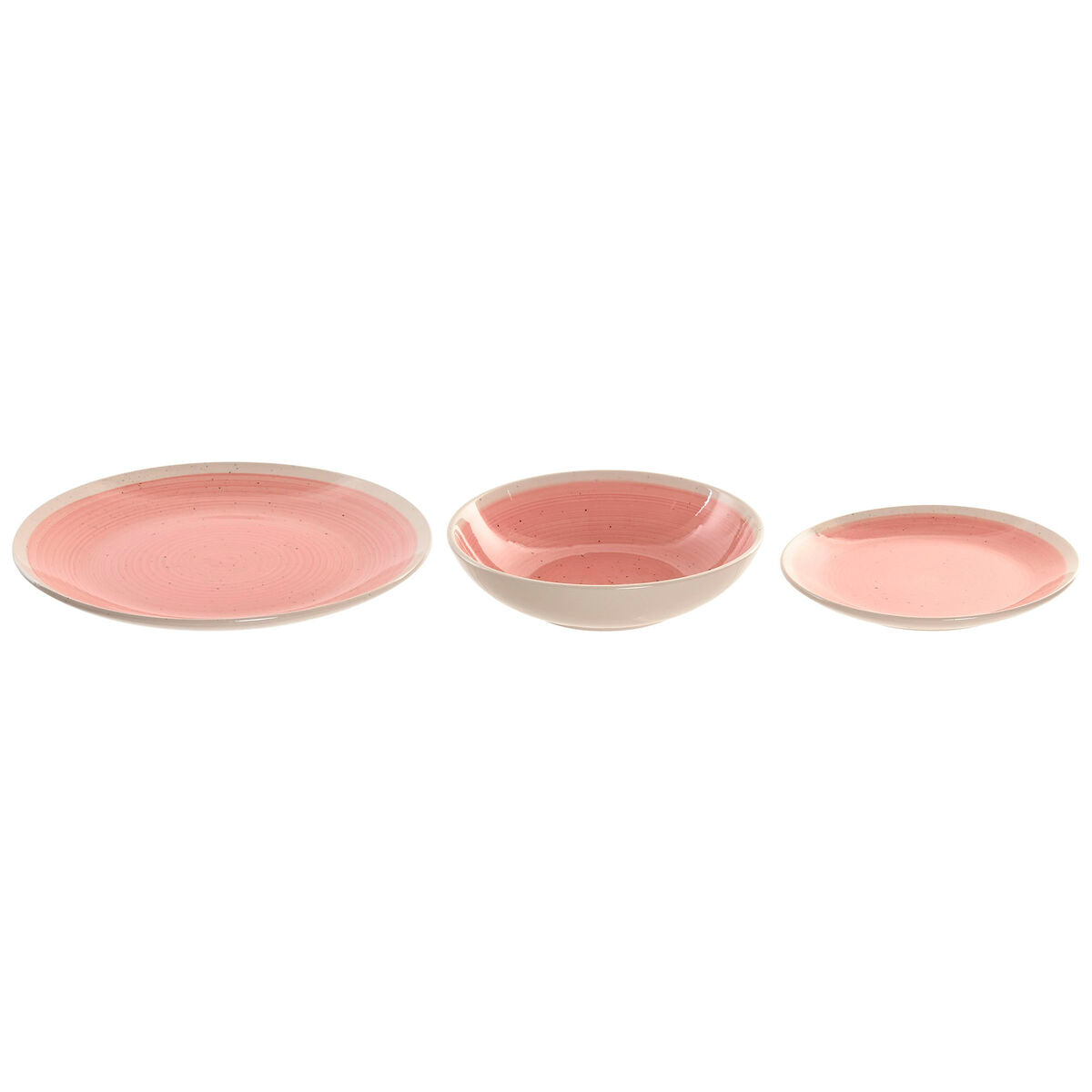 Assiettes Home ESPRIT Blanc Rose Grès 18 Pièces
