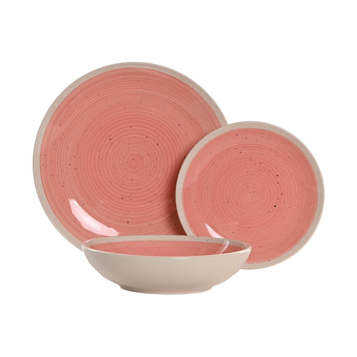 Assiettes Home ESPRIT Blanc Rose Grès 18 Pièces
