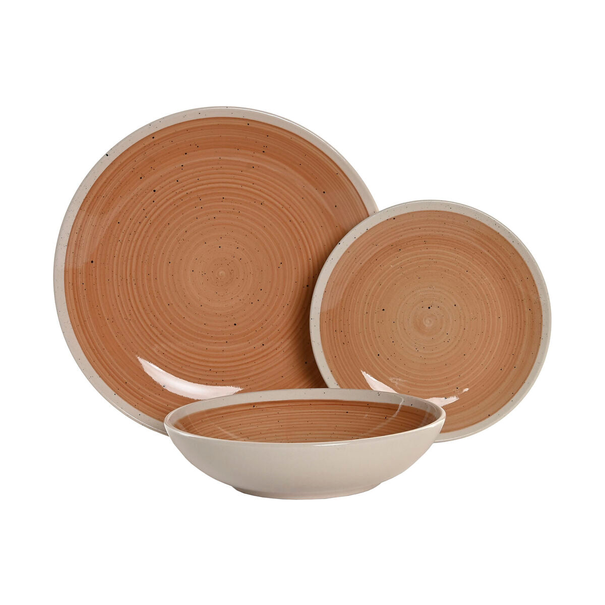 Assiettes Home ESPRIT Blanc Orange Grès 18 Pièces