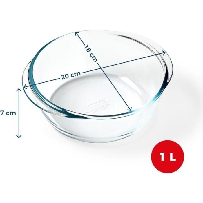 Plat air fryer - PYREX - 1450140 - Rond - En verre borosilicate - 20 cm