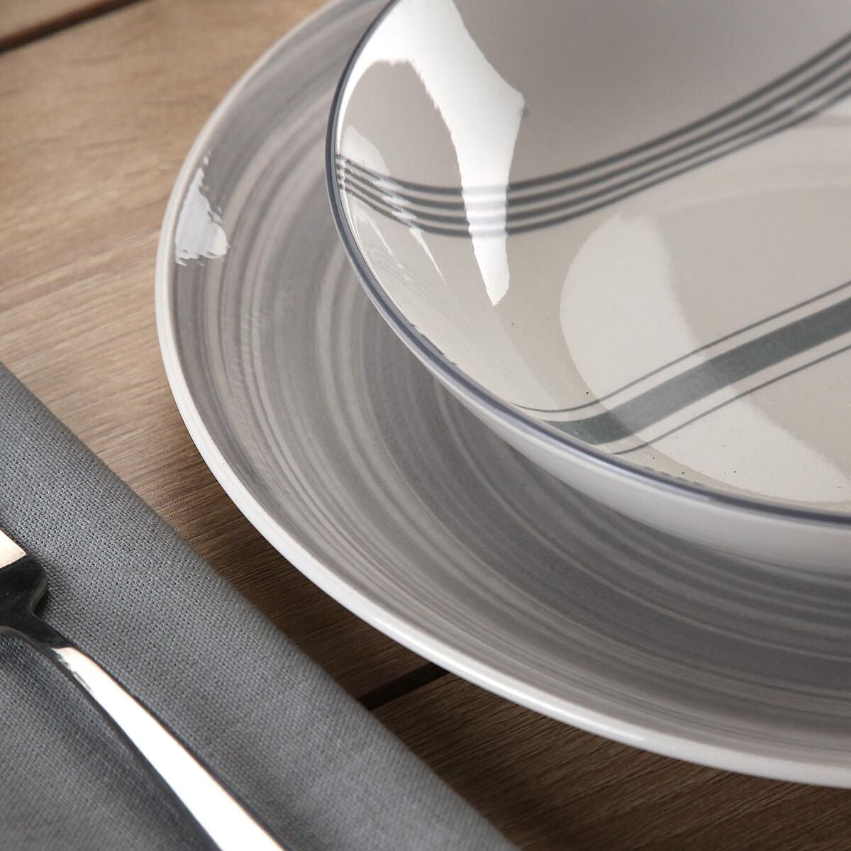 Assiettes Versa VORTEX  Gris Porcelaine 18 Pièces